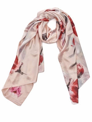 SCARF SHINY FLOWERS PINK