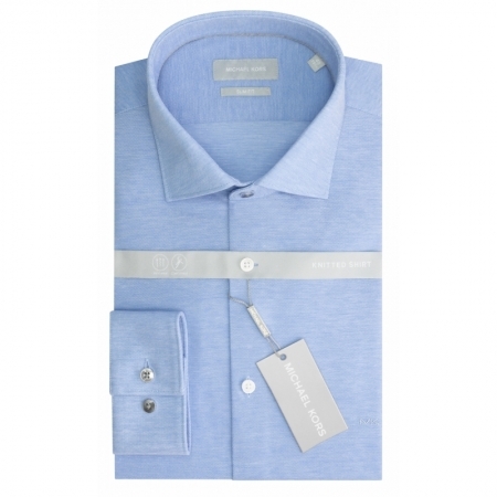 Solid pique slim shirt 455 Light blue