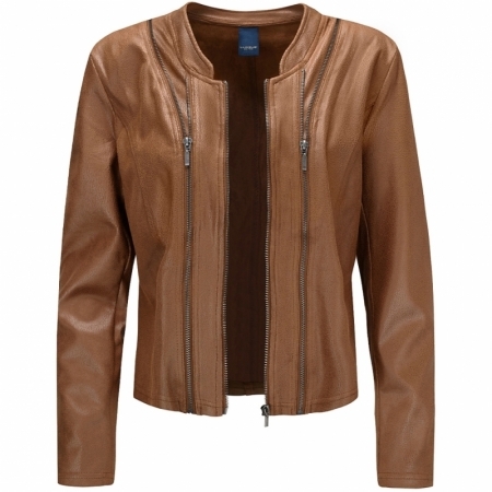 ATHENA COATED SUEDE JACKET 785 LAGGAGE BROWN