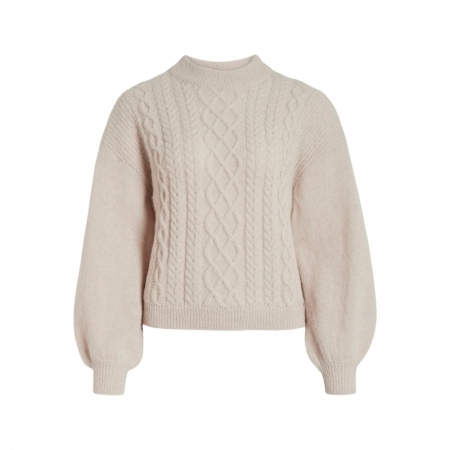 VICHINTI O-NECK CABLE KNIT TOP 177853 Birch