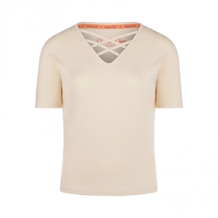 BOXY T-SHIRT FRONT DETAIL CREAM