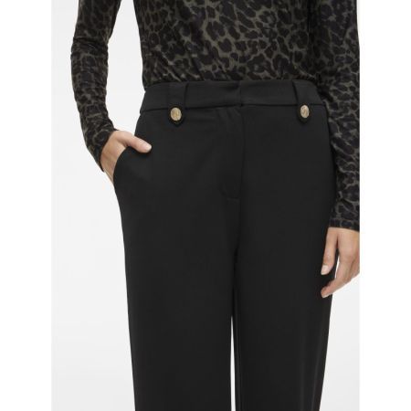 VICLUA HW WIDE BUTTON PANTS- N 178035001 Black