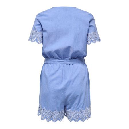 ONLTULUM EMB SS PLAYSUIT WVN 186578001 Blue