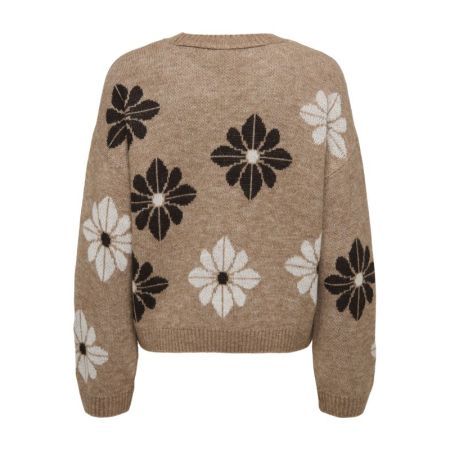 ONLFREESIA LS FLOWER O-NECK KN 227035005 Toast