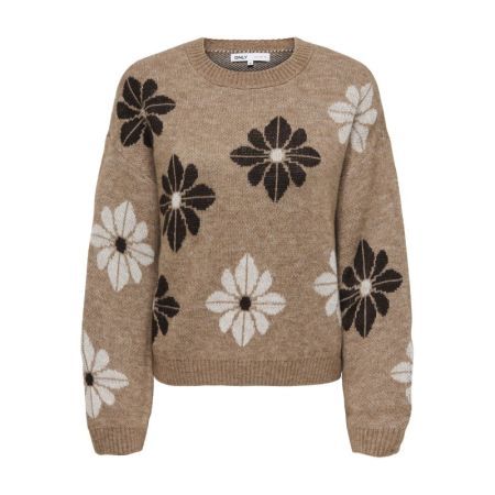 ONLFREESIA LS FLOWER O-NECK KN 227035005 Toast