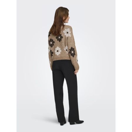 ONLFREESIA LS FLOWER O-NECK KN 227035005 Toast