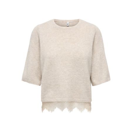 ONLALIVIA SS O-NECK LACE MIX K 180069001 Beige